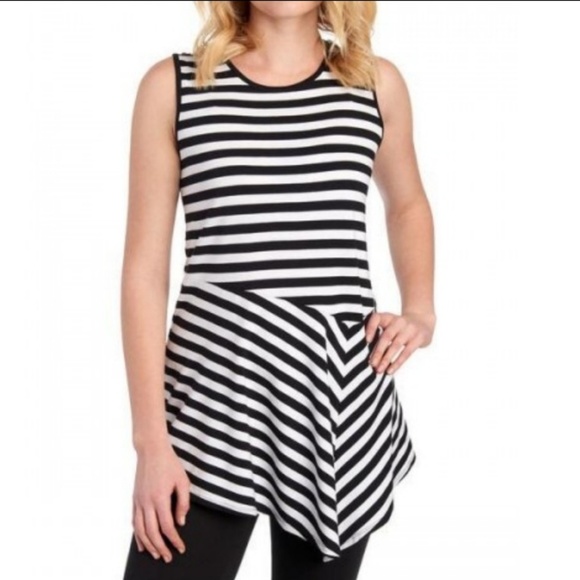 Vince Camuto Striped Sleeveless Asymmetric Top